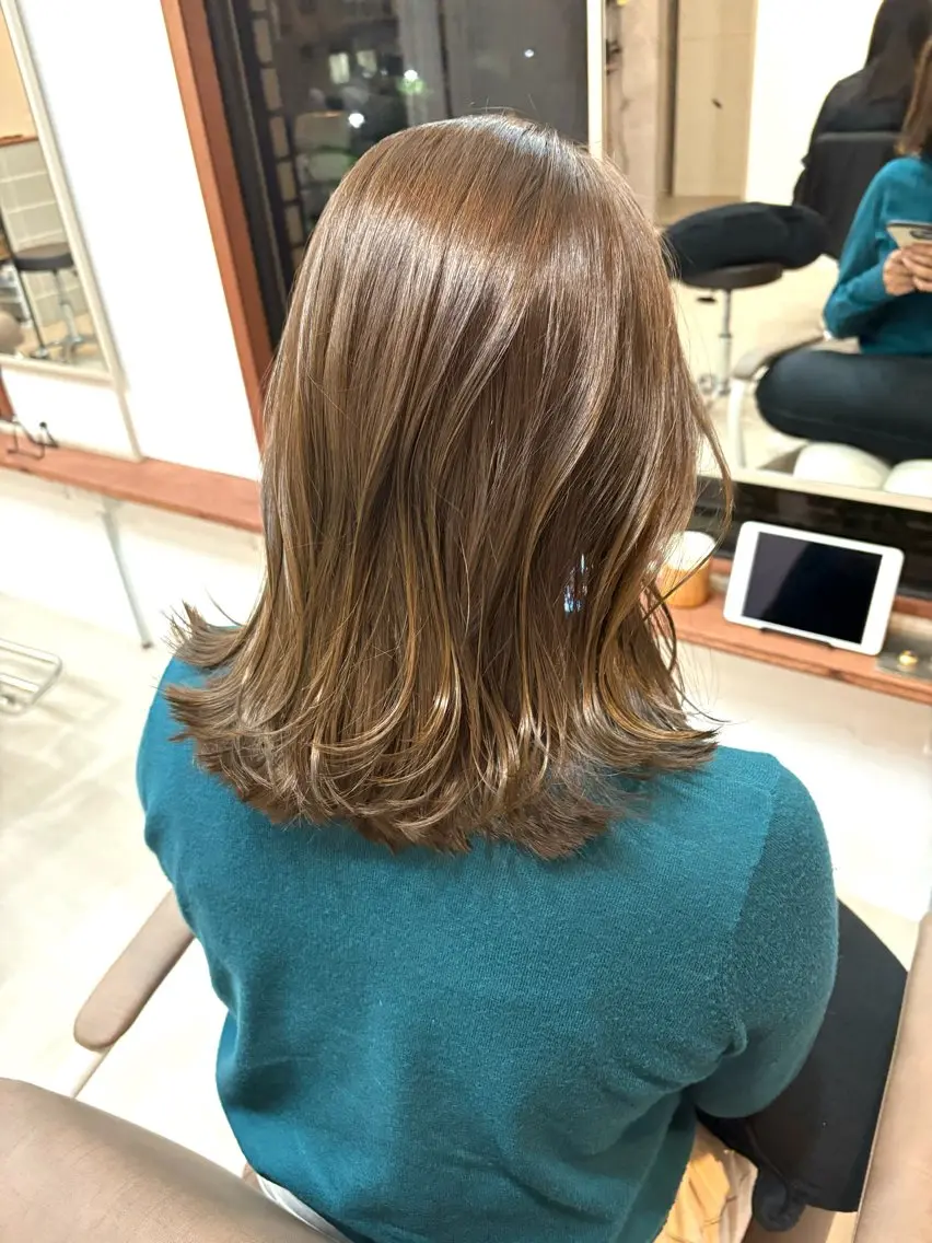 ミディアム カラー ベージュカラー 透明感カラー オレンジ カット ヘアカラー トリートメント ANNA305 /髪質改善カラー🌈のヘアスタイル