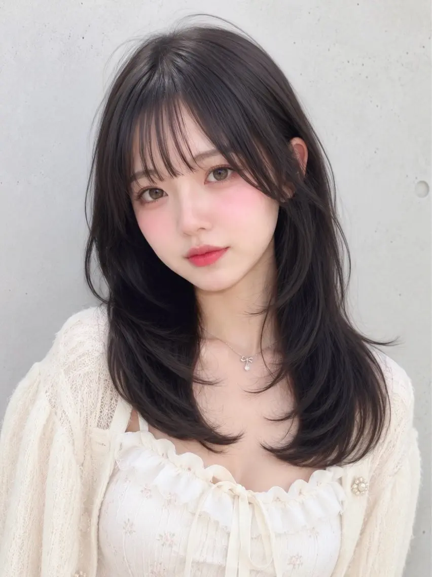 ミディアム カット ヘアカラー 縮毛矯正 PULSE ASAHIのヘアスタイル