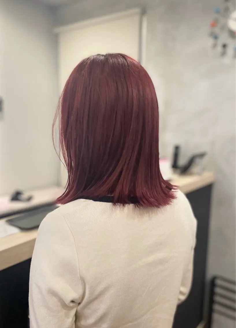 ミディアム カット ヘアカラー ブリーチなし透明感 カラー✨山仲絢圭のヘアスタイル