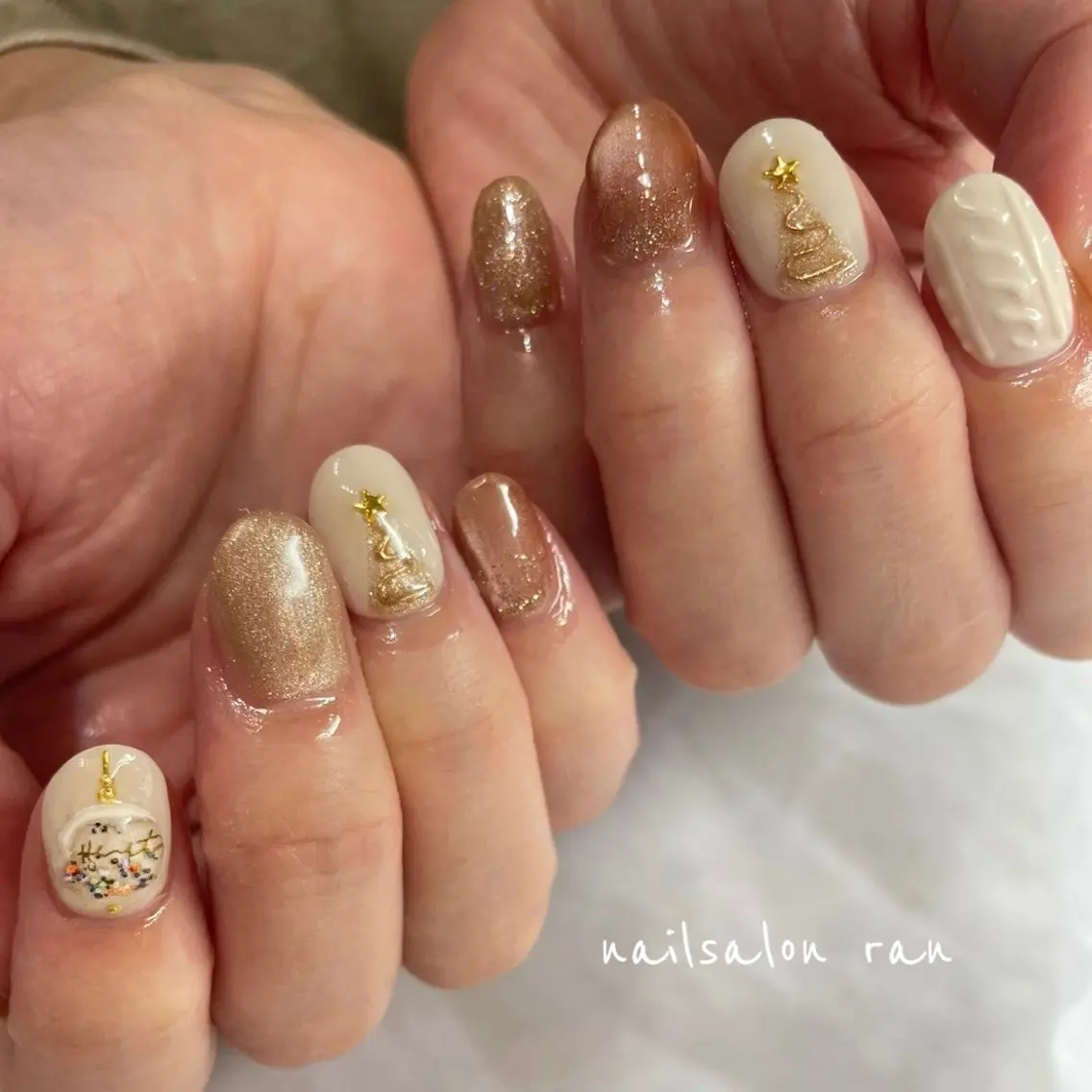 ネイル アートネイル マグネットネイル 冬ネイル クリスマス ハンドネイル ハンドケア nailsalon ranのネイルデザイン