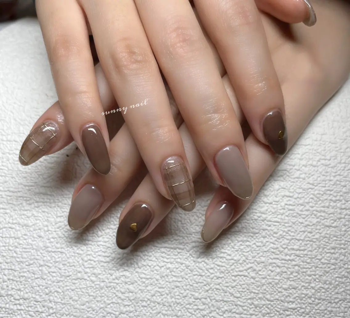 ネイル ブラウン ジェルネイル パラジェル sunny nailのネイルデザイン