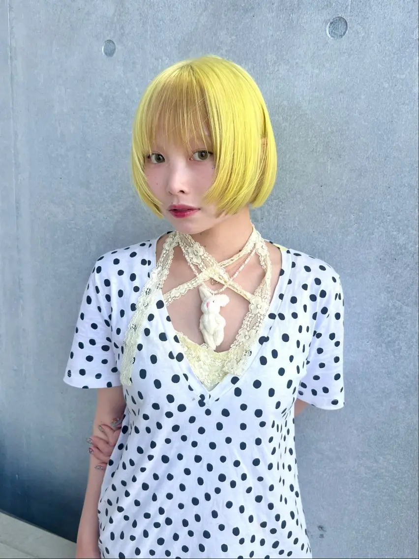 ショート カラー デザインカラー イエローカラー ボブ レイヤーカット 原宿/ブリーチ特化/ RYUTOのヘアスタイル