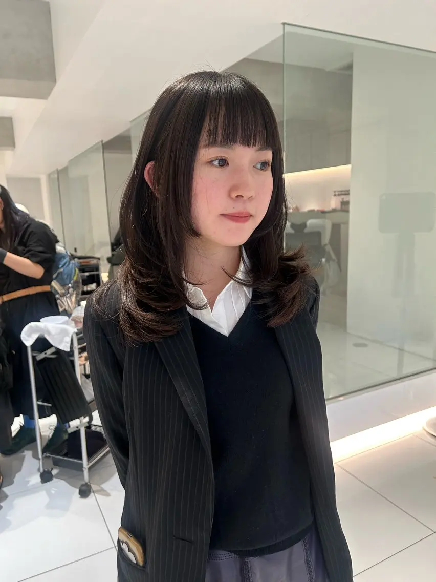 セミロング カラー レイヤーカット カット 海外レイヤー /NAGISAのヘアスタイル