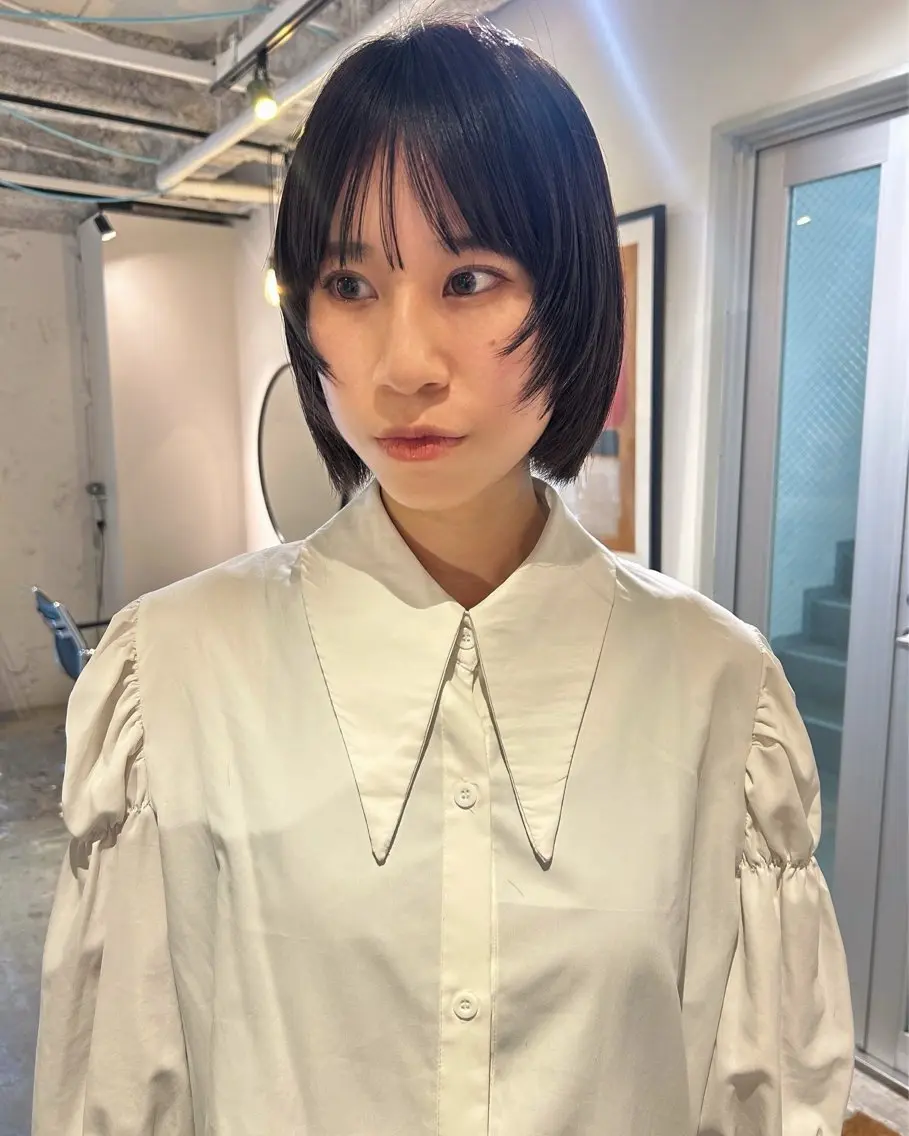 ショート カラー パーマ ボブ レイヤーカット ストレートパーマ カット 縮毛矯正 トリートメント 村上雅人 ナチュラルモードのヘアスタイル