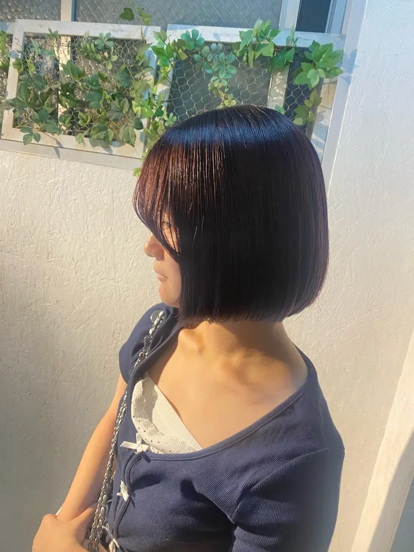 ショート ピンクラベンダー ボブ カット ヘアカラー 木場 真愛耶のヘアスタイル