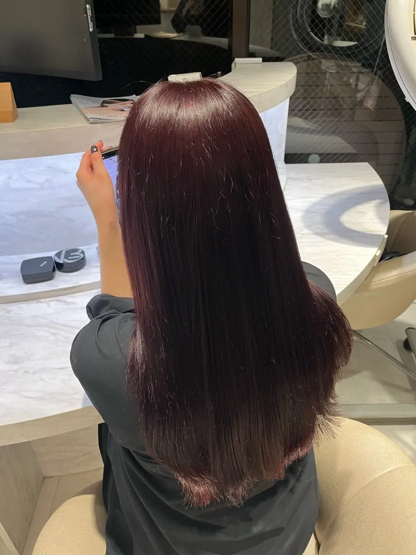 ロング カラー ボルドーカラー 🤍KIND 堀川留加🤍のヘアスタイル