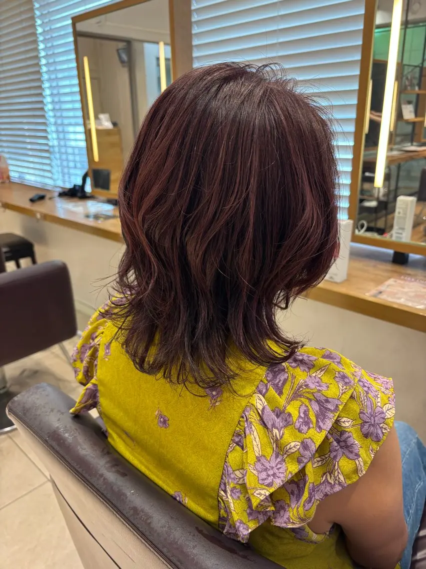 ミディアム ウルフカット 大人カラー✳︎ボブ 横関由美のヘアスタイル