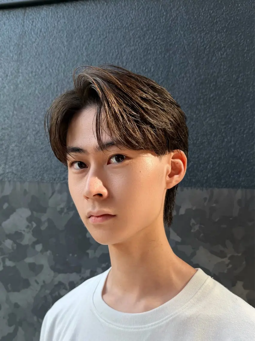 ショート パーマ メンズ カット パーマ 梅田/センターパート 山下学偉のヘアスタイル