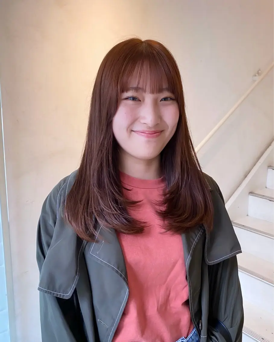 ロング カラー ブラウンカラー オレンジ オレンジブラウン レイヤーカット カット ヘアカラー アオイ🩵暖色 /まろやかカラーのヘアスタイル
