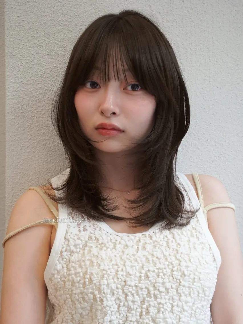 ミディアム ヘアカラー トリートメント 韓国レイヤー／透明感 カラー🍀そらのヘアスタイル