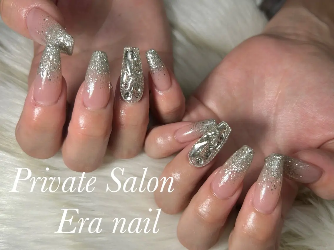ネイル グラデーション ラメ(グリッター) ラメグラデーション スカルプネイル ハンドネイル Era nailのネイルデザイン