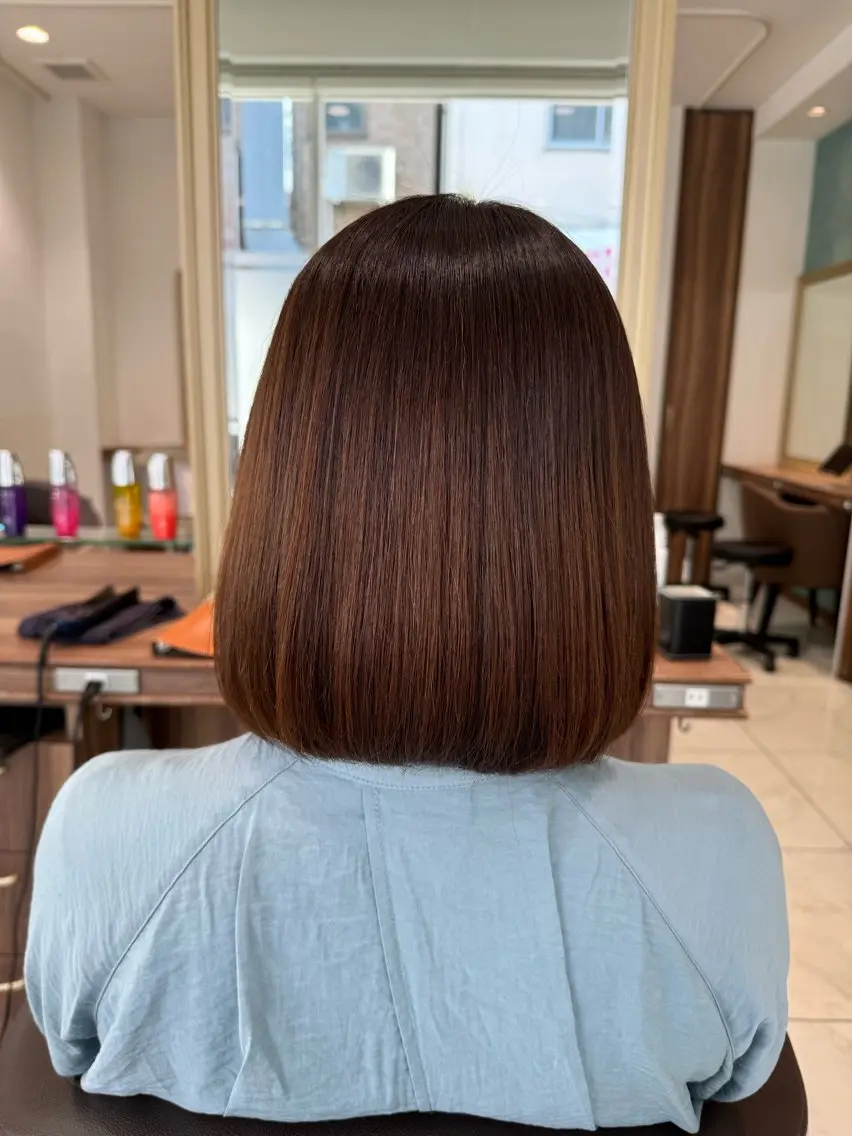 ミディアム カット 縮毛矯正 トリートメント カットカラーモデル 募集中店長　伊熊祐紀のヘアスタイル