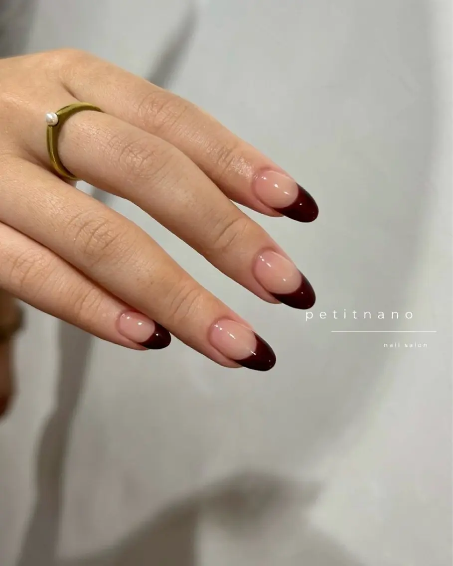 ネイル ボルドー フレンチネイル ハンドネイル nail◯ petitnanoのネイルデザイン