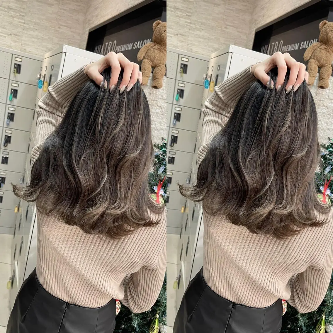 セミロング カット ヘアカラー Y Uのヘアスタイル