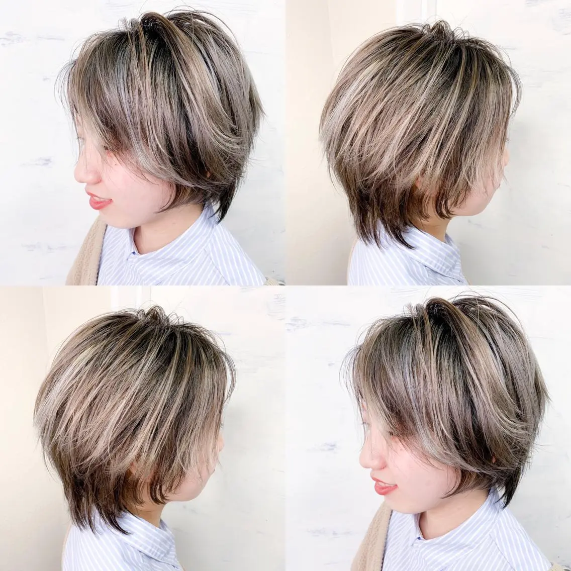 ショート カラー ベージュカラー ブロンド ブロンドベージュ ハイライトカラー ハイトーンカラー ヘアカラー BOX mico.のヘアスタイル