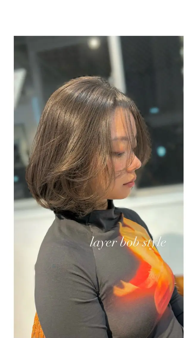 ショート ボブレイヤー ボブ レイヤーカット カット トリートメント ヘアセット ♡レイヤーボブ パーマ/うらら♡のヘアスタイル