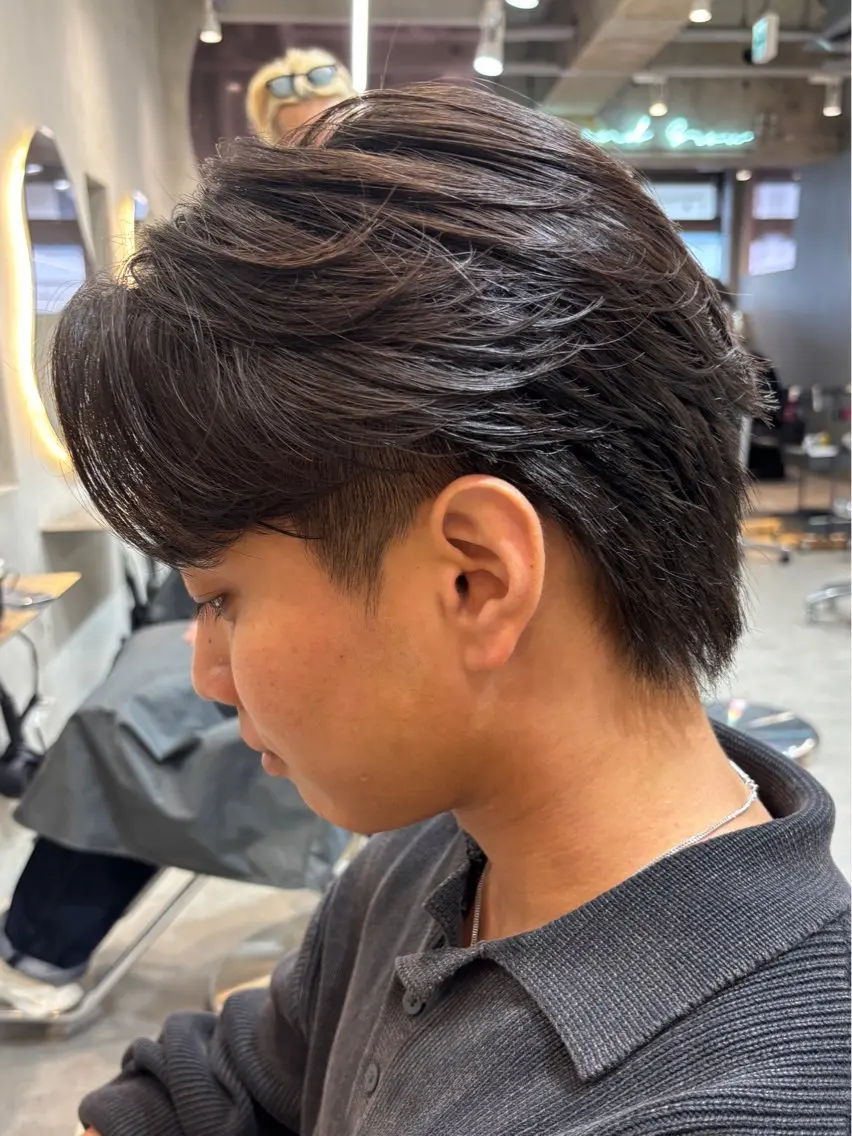 ショート カラー パーマ ヘアアレンジ メンズ センターパート メンズ韓国風 マッシュ メンズパーマ メンズショート カット トリートメント 大宮/曲がる縮毛矯正 /毛流れ特化/NAOのヘアスタイル