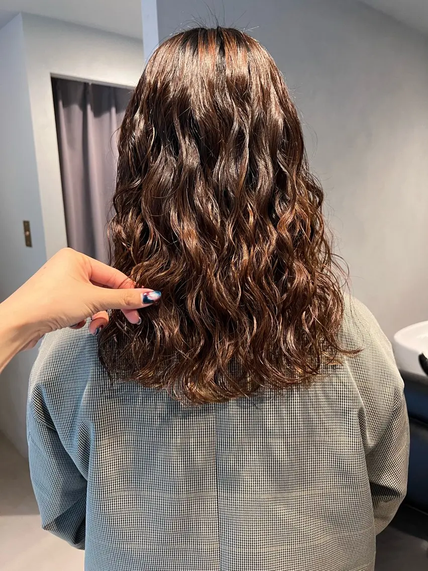 セミロング 🌿朝5分でお洒落 パーマスタイル🌿のヘアスタイル