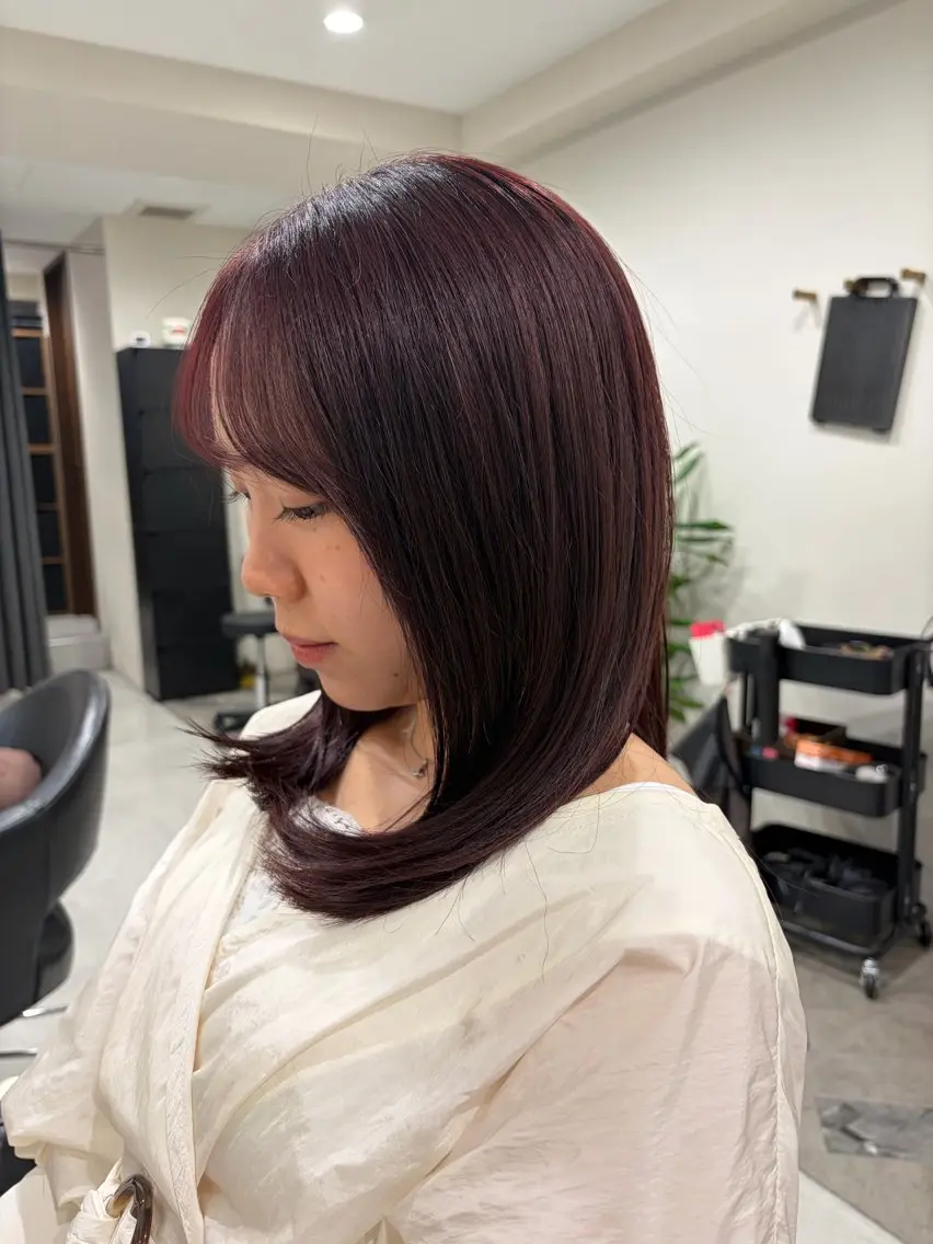 ミディアム 髪質改善 レイヤーカット トリートメント カット ヘアカラー トリートメント 銀座/髪質改善/ 艶カラー/岸田佳祐のヘアスタイル