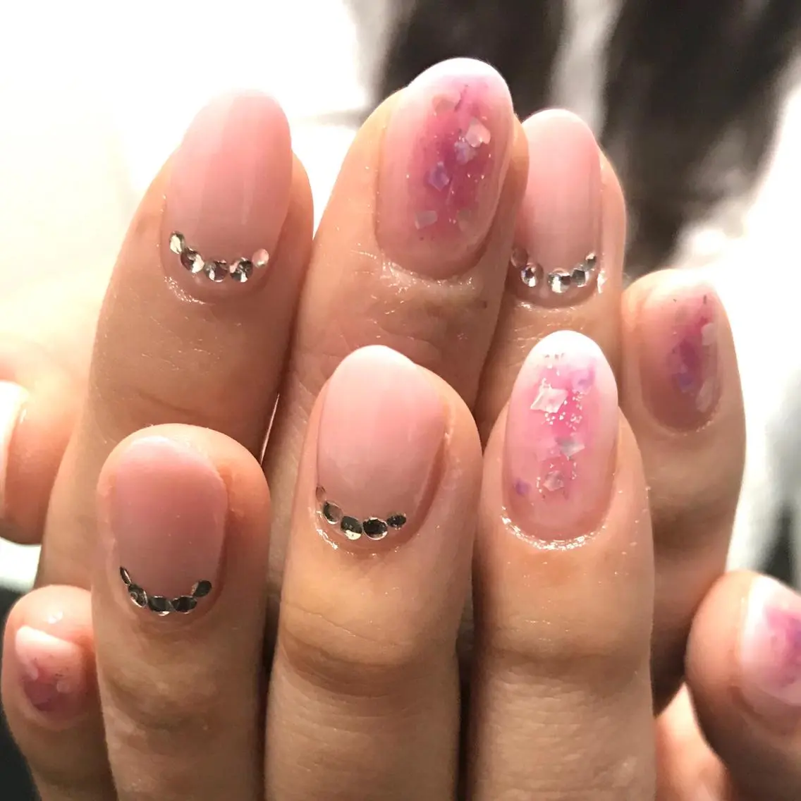 ネイル オフィスネイル ピンク シンプルネイル ステラ marikominoのネイルデザイン
