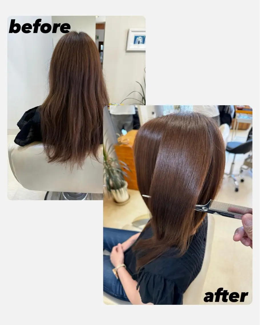 セミロング カット 縮毛矯正 トリートメント 髪質改善・縮毛矯正 大石　郷のヘアスタイル