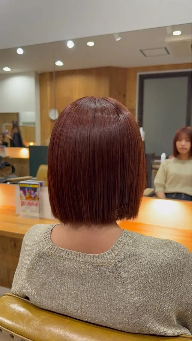 ミディアム カラー ブリーチ ブラウンカラー ブリーチなしカラー オレンジ オレンジブラウン DECO HAIR 井上琴愛のヘアスタイル