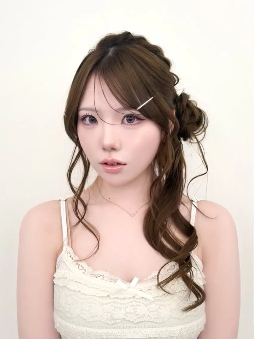 ヘアアレンジ お団子ヘア ヘアセット 韓国ヘア/顔周り ヘアセット/加藤優里のヘアスタイル