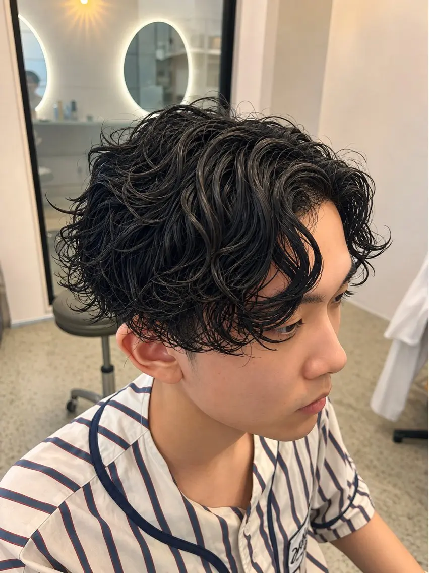 ショート パーマ メンズ センターパート メンズパーマ 似合わせカット カット パーマ 近藤 叶大のヘアスタイル
