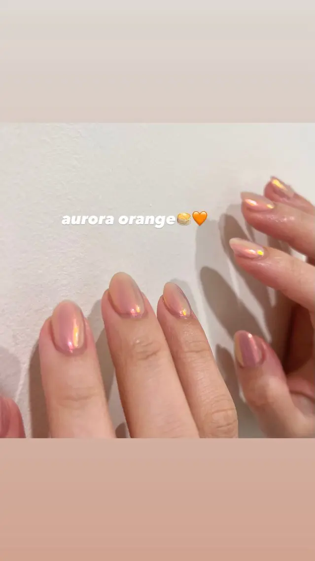 ネイル オレンジ ハンドネイル 🎀チーク/ちゅるん 🫧chisa🎀のネイルデザイン