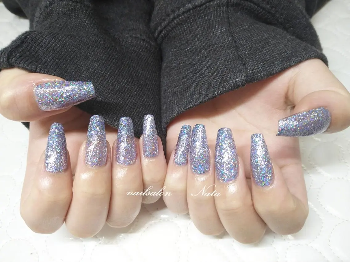 ネイル 長さ出し ラメ(グリッター) ワンカラーネイル nailsalon Natuのネイルデザイン