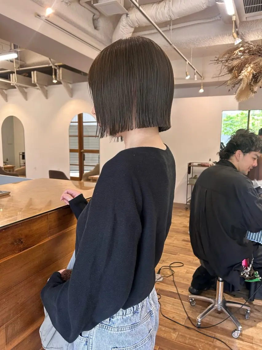 ミディアム ヘアカラー 永田 侑也のヘアスタイル