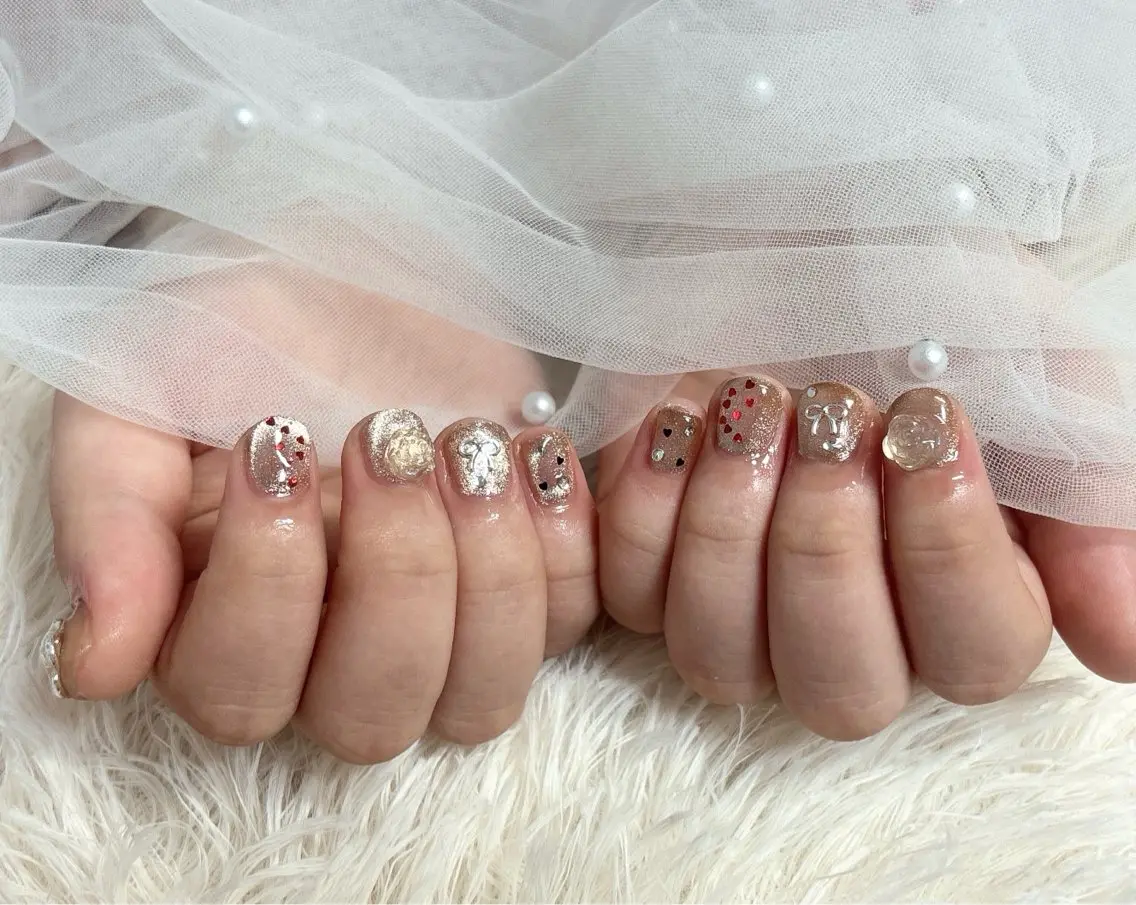 ネイル 成人式 ゴールド nail salon はるりのネイルデザイン