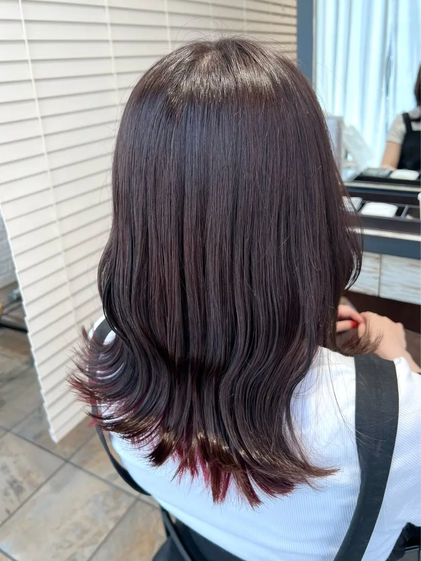 ミディアム カラー カット ヘアカラー トリートメント 下池 紗加のヘアスタイル