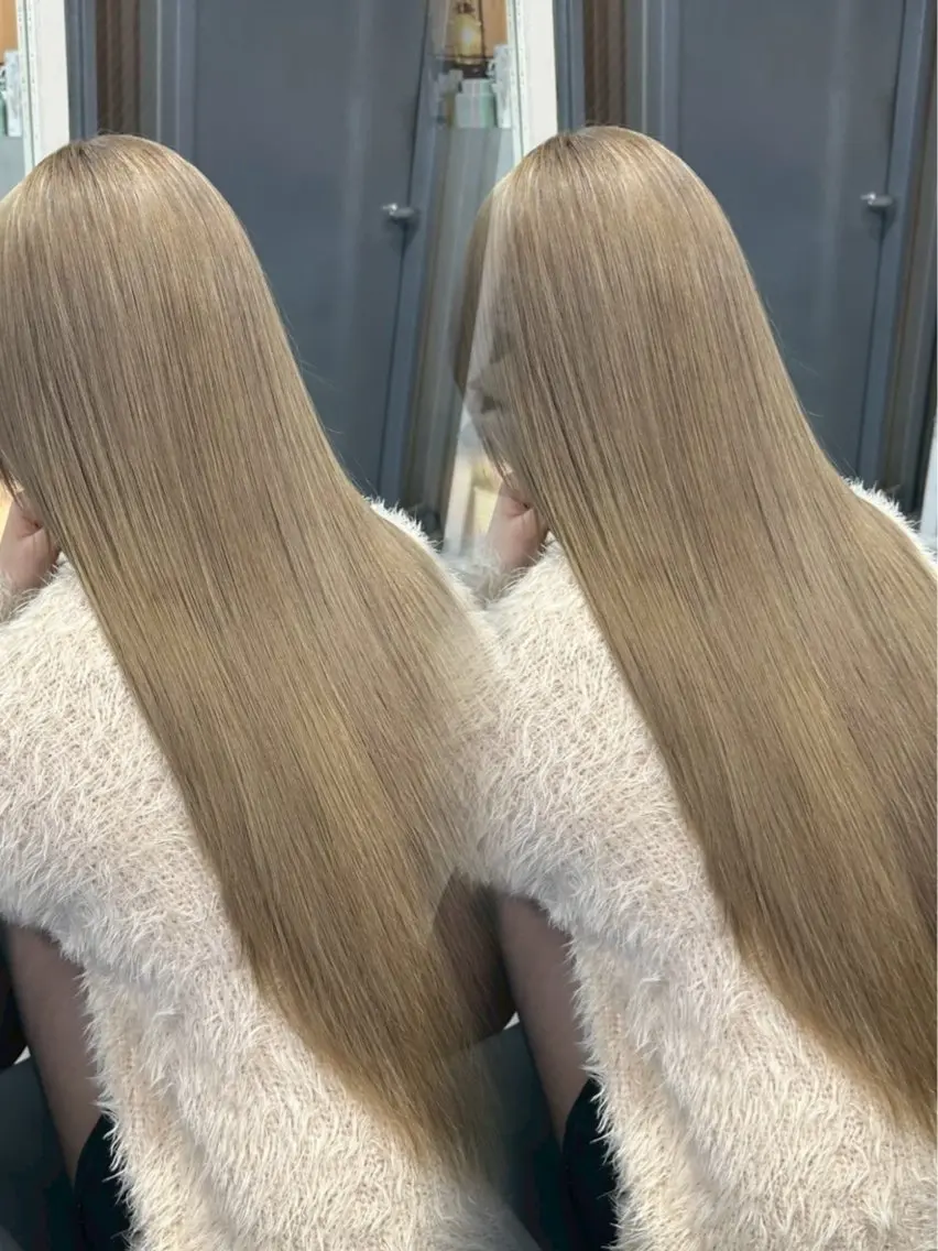 ロング カラー ベージュカラー ブリーチ ダブルカラー ハイライトカラー ハイトーンカラー ヘアカラー トリートメント XELM/RUI /高崎/ブリーチ/のヘアスタイル