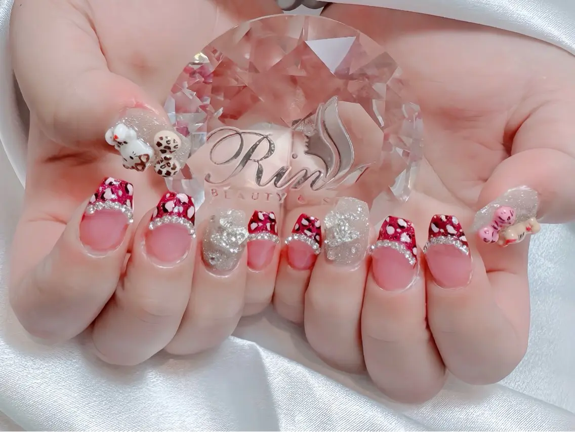 ネイル ブルー ジェルネイル ガーリー グラデーション グリーン ハンドネイル Rin Nail 新大久保店のネイルデザイン