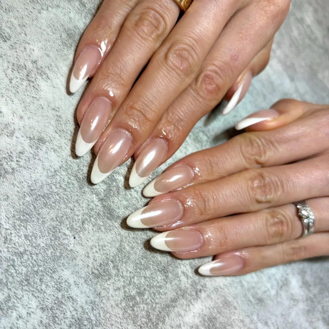 ネイル フレンチネイル ミラーネイル ホワイト Mii nailのネイルデザイン