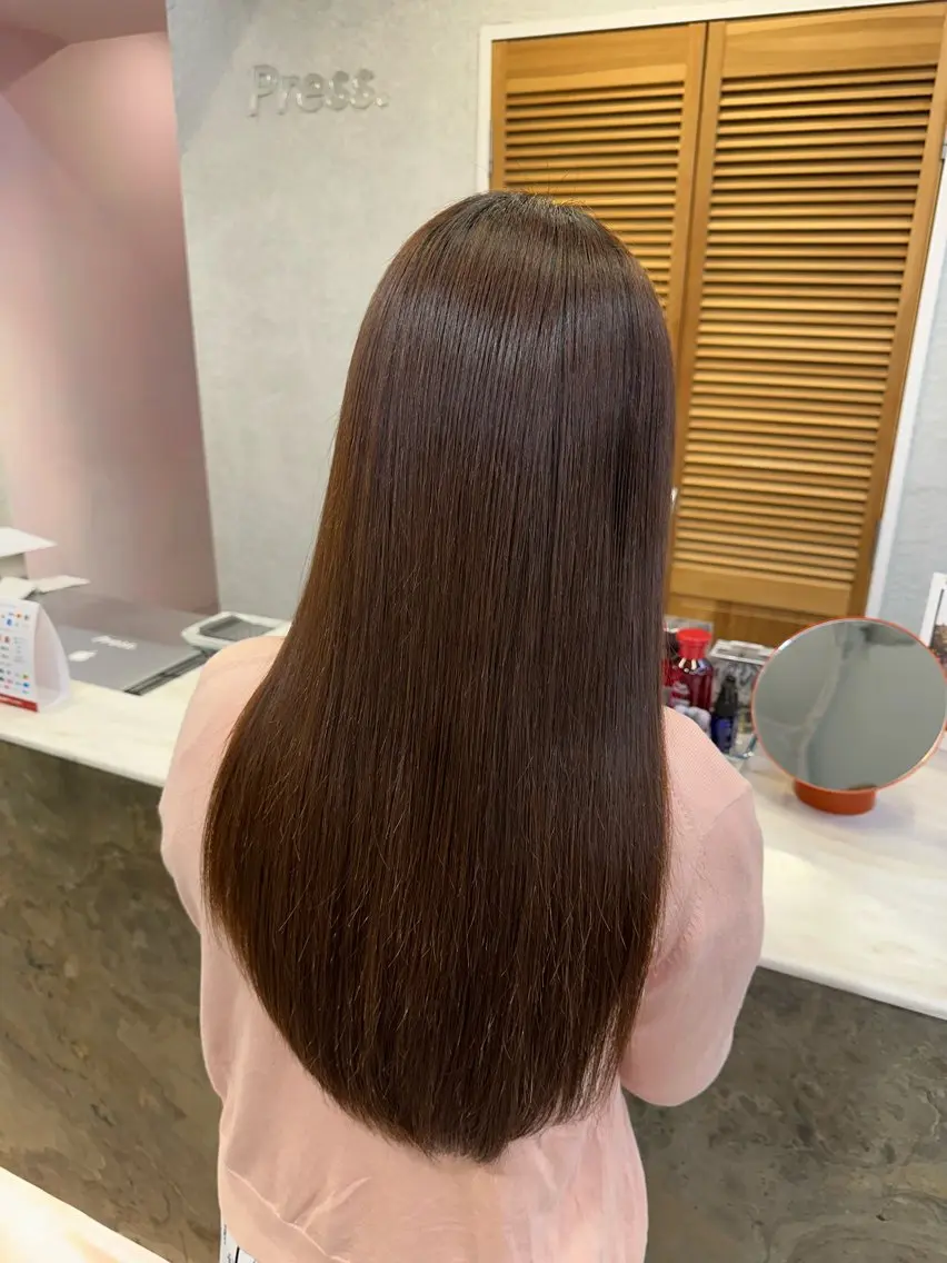ロング カラー パーマ 縮毛矯正 上品な透明感カラー 🫧renのヘアスタイル