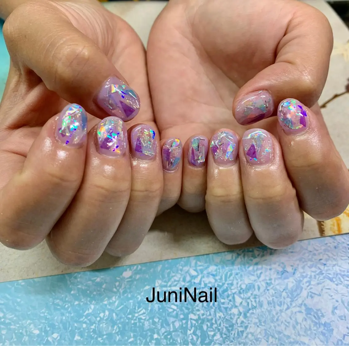 ネイル オーロラネイル クリアネイル フラッシュネイル フレンチネイル 氷ネイル・うるうるネイル ハンドネイル ハンドケア JuniNail 주니네일🇰🇷suのネイルデザイン