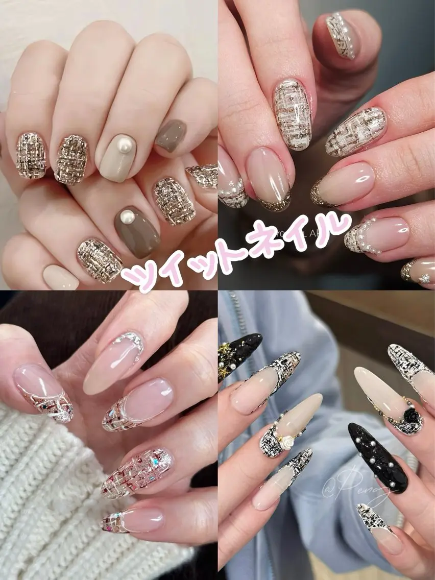 秋🍂冬⛄️シャネル風、ツイードデザインネイル¥7990​〜​の写真