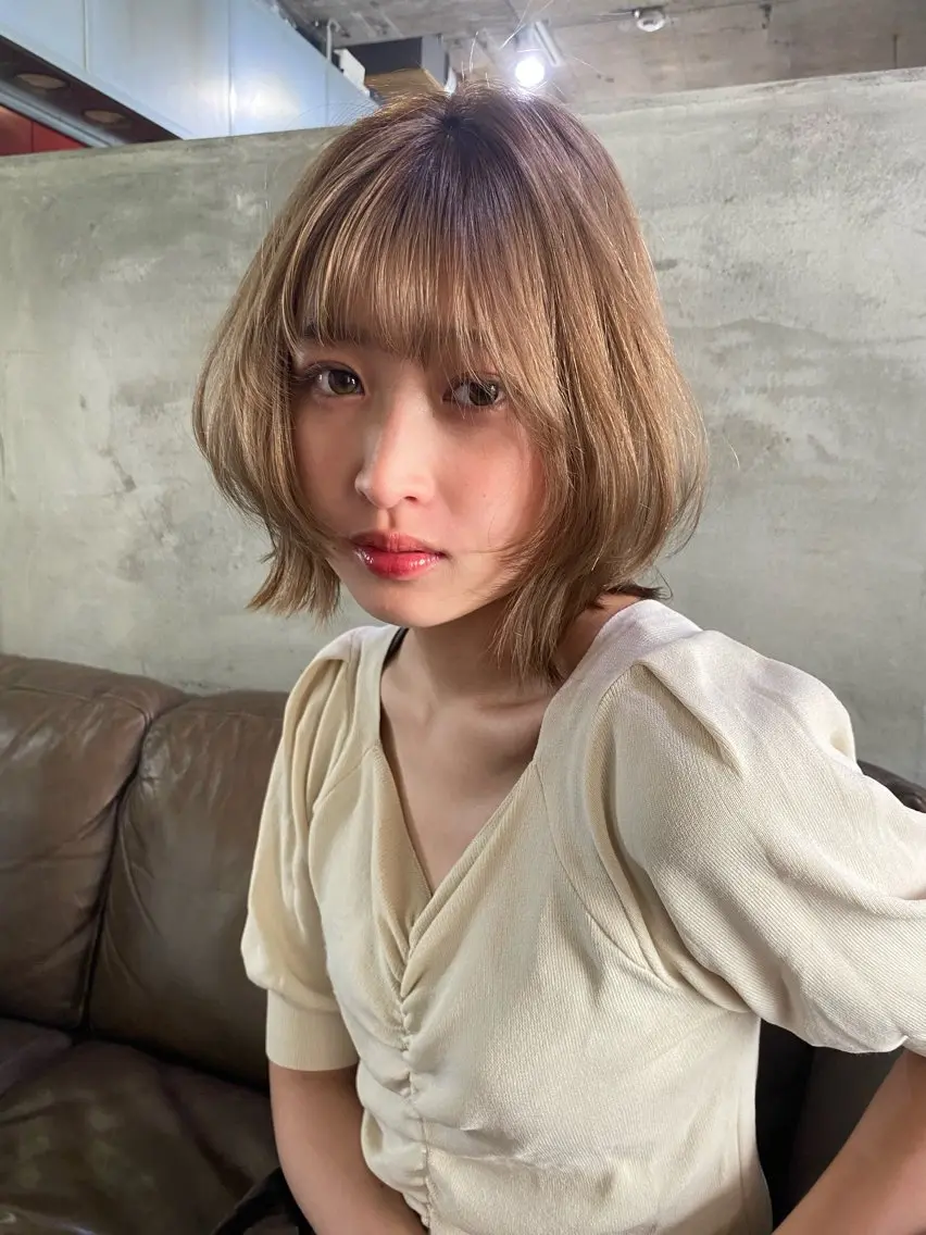 セミロング ヘアカラー 🌿ボブ/美髪矯正/ 透明感カラー/ルキのヘアスタイル