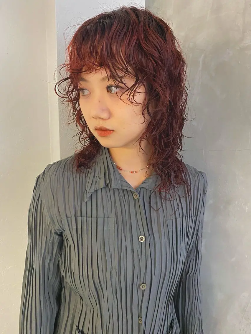 ミディアム パーマ ミディアムパーマ カット パーマ トリートメント 森貴裕/ベージュ/ パーマ/オリーブのヘアスタイル