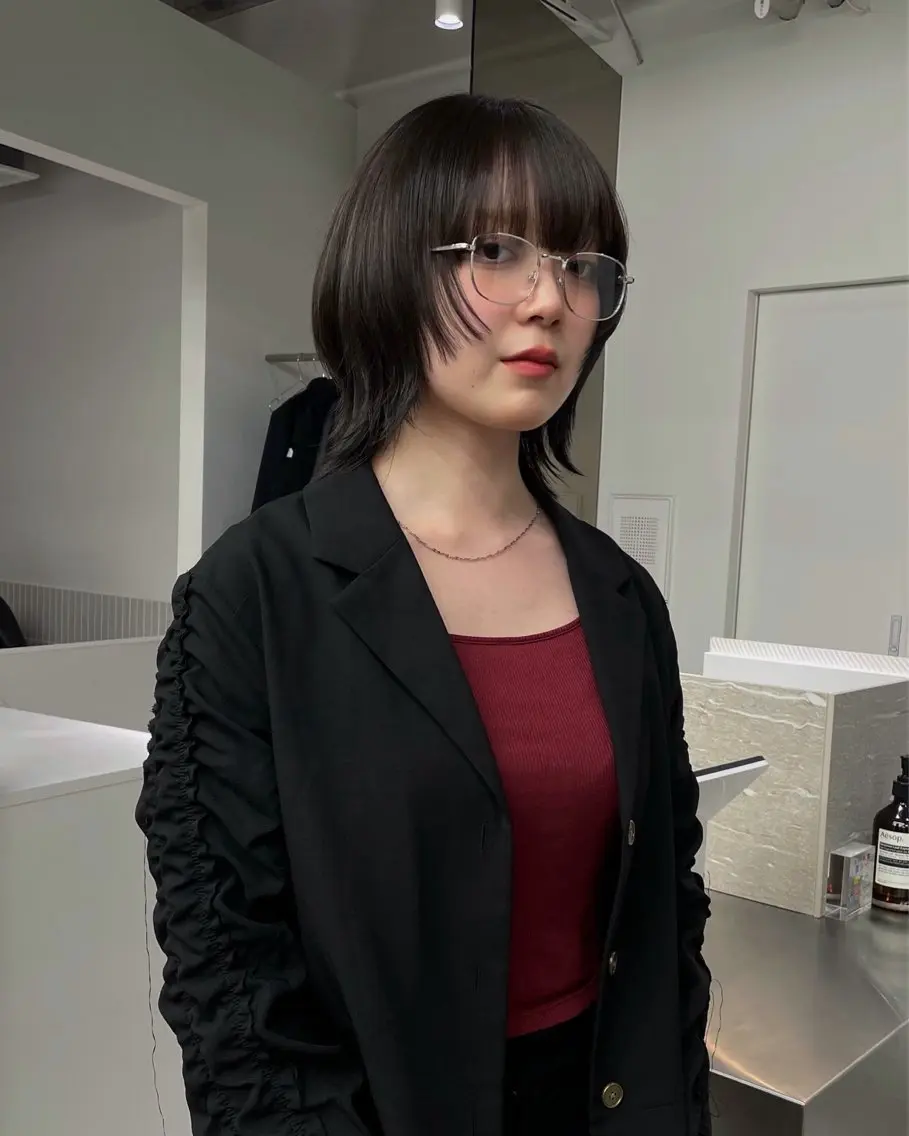ミディアム カラー 透明感カラー グレージュ HARUKA/原宿 ショートカットモデルのヘアスタイル