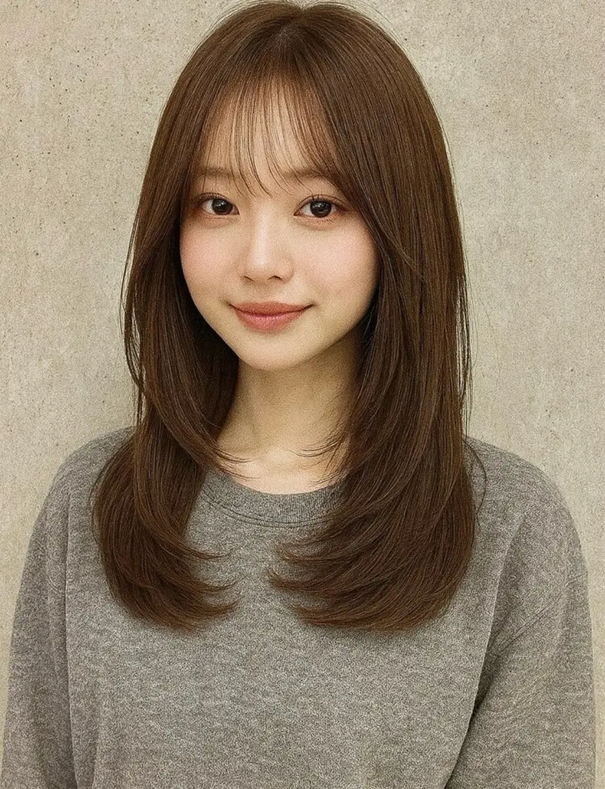 ミディアム 韓国レイヤー艶カラー HAYATOのヘアスタイル