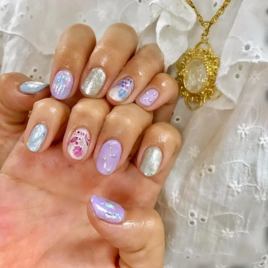 ネイル ブルー グラデーション ショートネイル メンズ特化美容師/ 新井　洸太のヘアスタイル