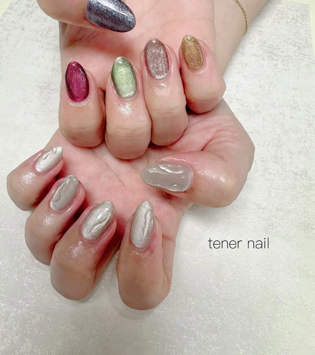 ネイル アートネイル クリアネイル マグネットネイル ぷっくりネイル ハンドネイル テネルネイル tener nailのネイルデザイン