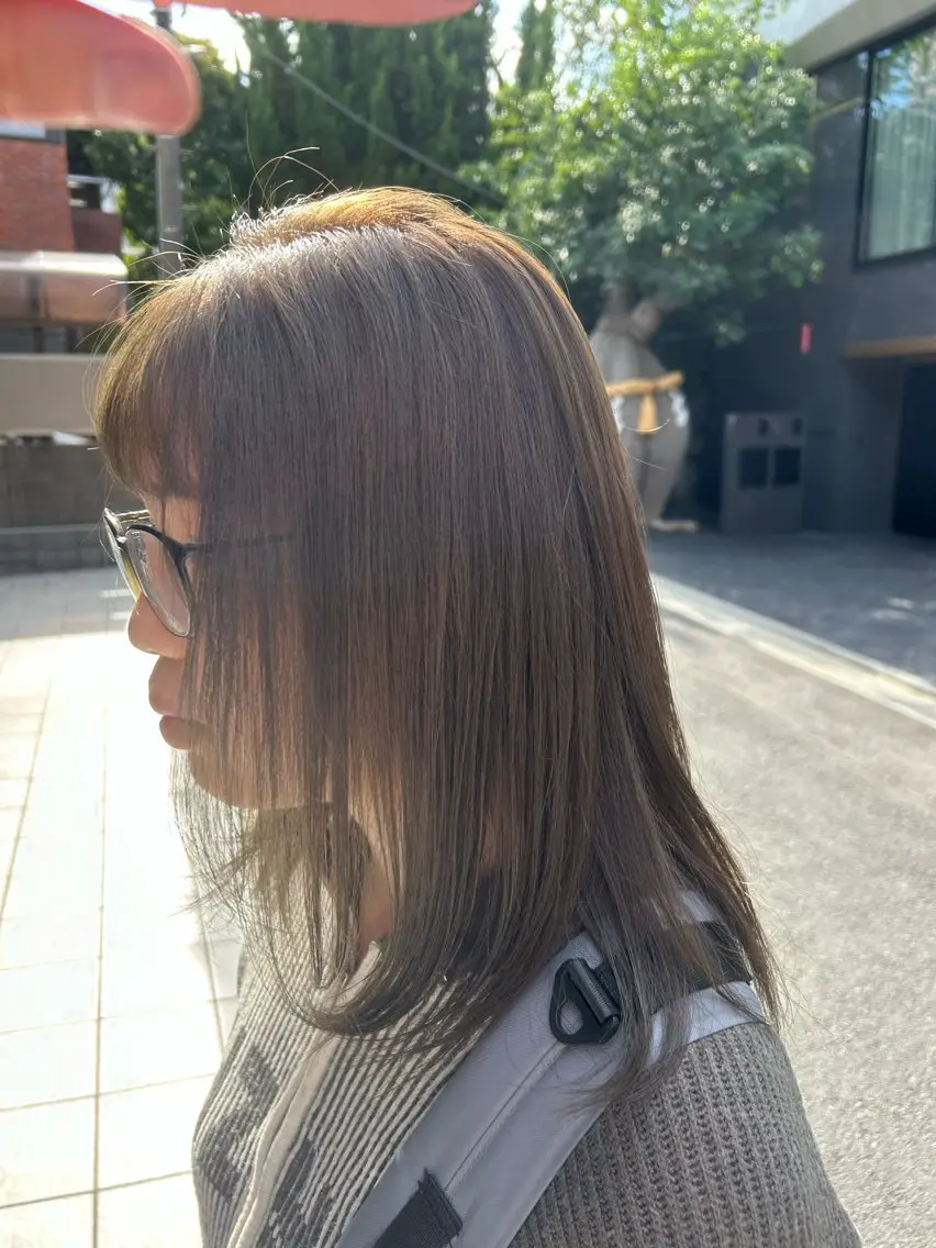 セミロング ヘアカラー パーマカラー支持⭕️ 春山凜乃介のヘアスタイル