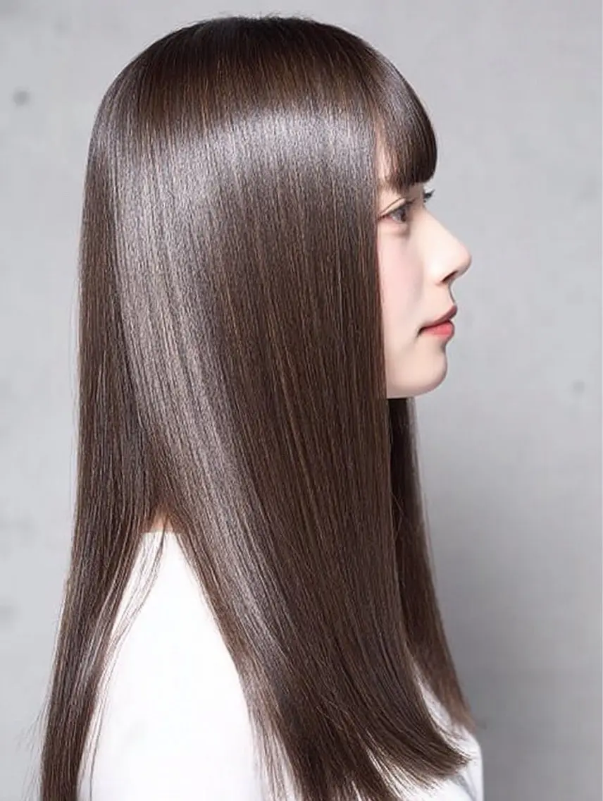 ロング 縮毛矯正 絶対綺麗な暖色カラー 🎯あります✨増渕✨のヘアスタイル