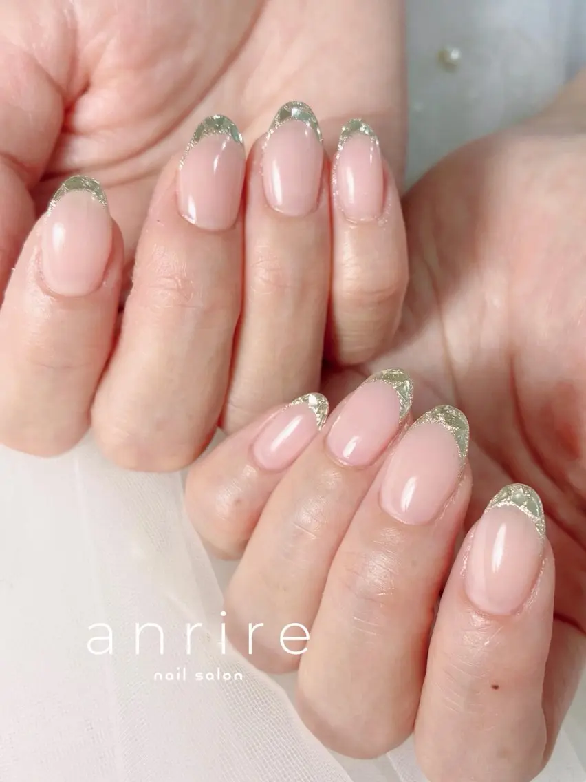 ネイル フレンチネイル ガラスフレンチ オフィスネイル シンプルネイル 夏ネイル ハンドネイル nailsalon anrireのネイルデザイン