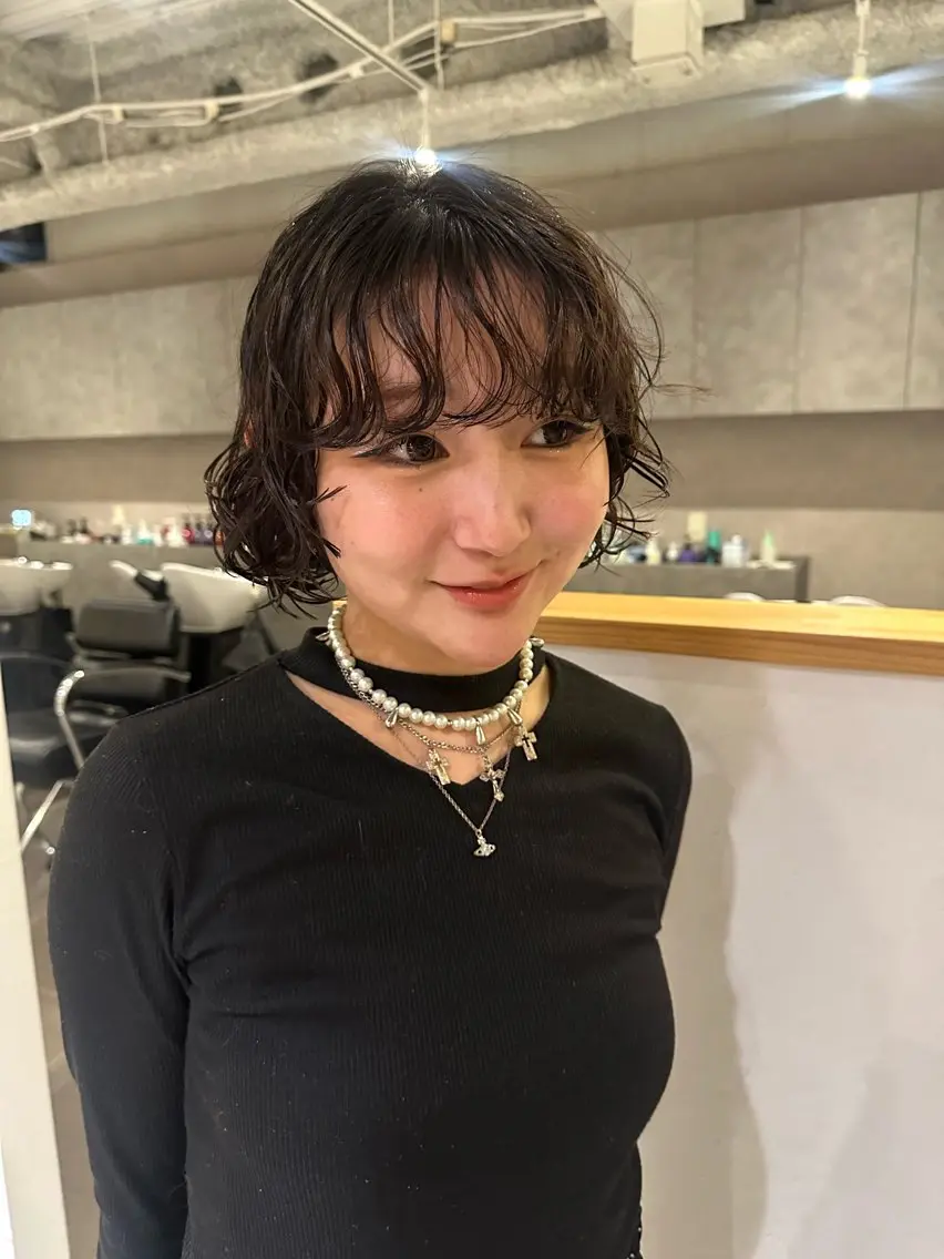 ミディアム パーマ ミディアムパーマ ボブ ニュアンスパーマ パーマ ブリーチ/パーマ nanoのヘアスタイル