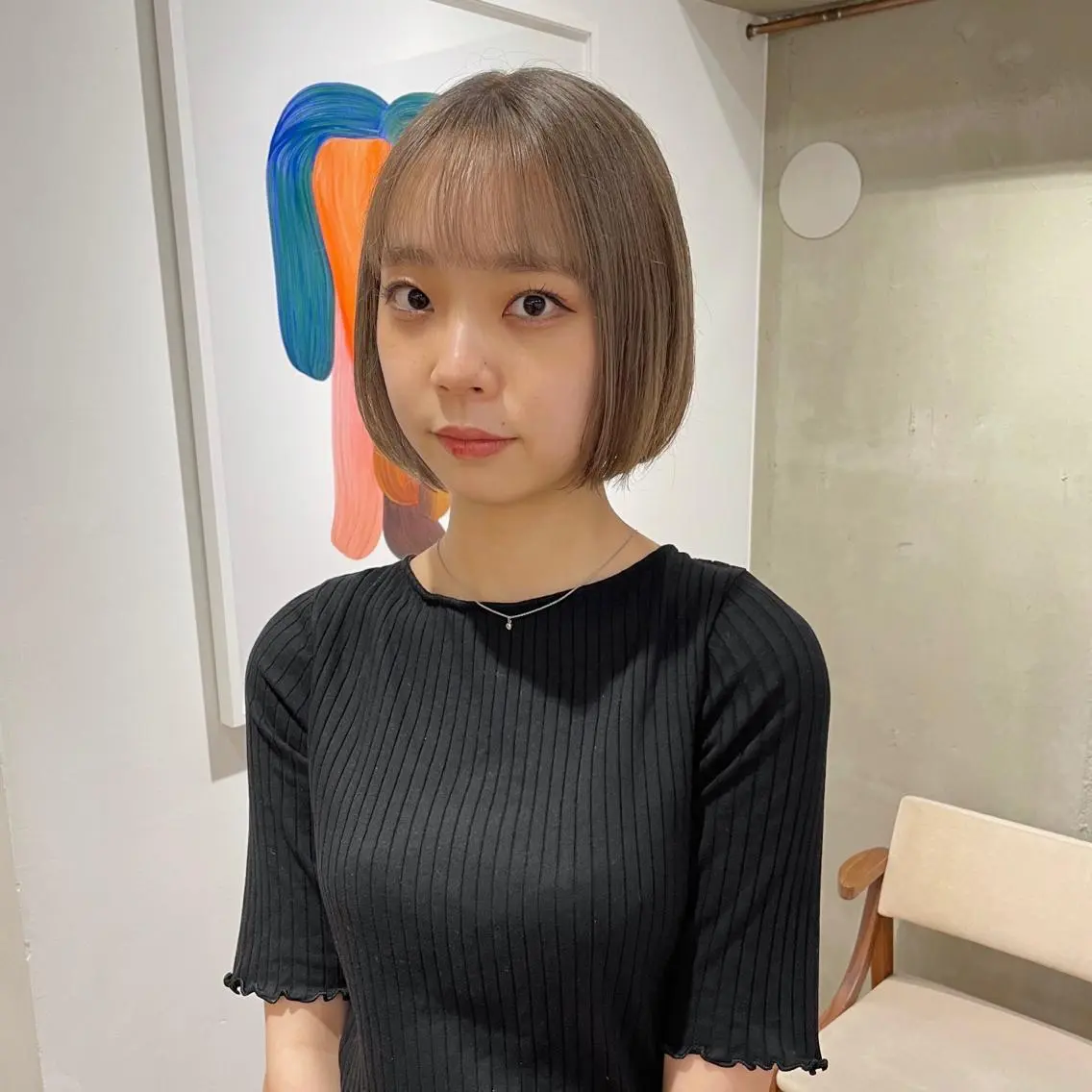 ショート カラー ブリーチ ブロンド ケアブリーチ ダブルカラー グレージュ 髪質改善カラー/ボブ 🌻Mutsumiのヘアスタイル